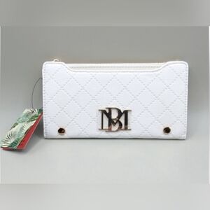 Badgley Mischka White Quilted Long Women's Wallet NWT